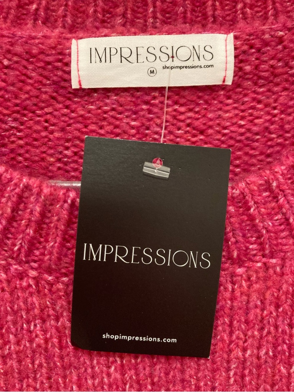 NWT Impressions size M Sequin-Embellished Pink Sweater - Picture 3 of 5